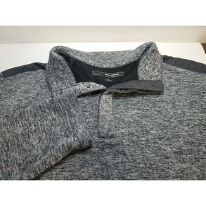 Greg Norman Sweater Mens L Large Long Sleeve 1/4‎ Button Pullover Gray Golf